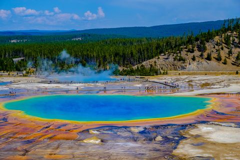 natural beauty and patterns of the grand prismatic spring, yellowstone np