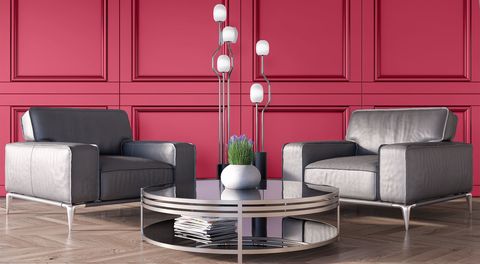 Furniture, Living room, Room, Interior design, Couch, Coffee table, Red, Table, Magenta, Floor, 