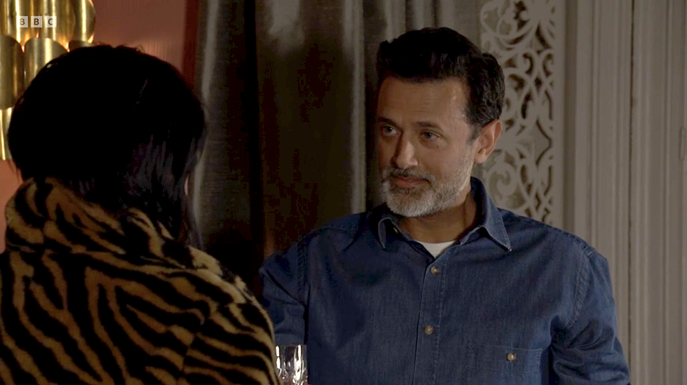 jessie wallace as kat mitchell and navin chowdhry as nish panesar in eastenders