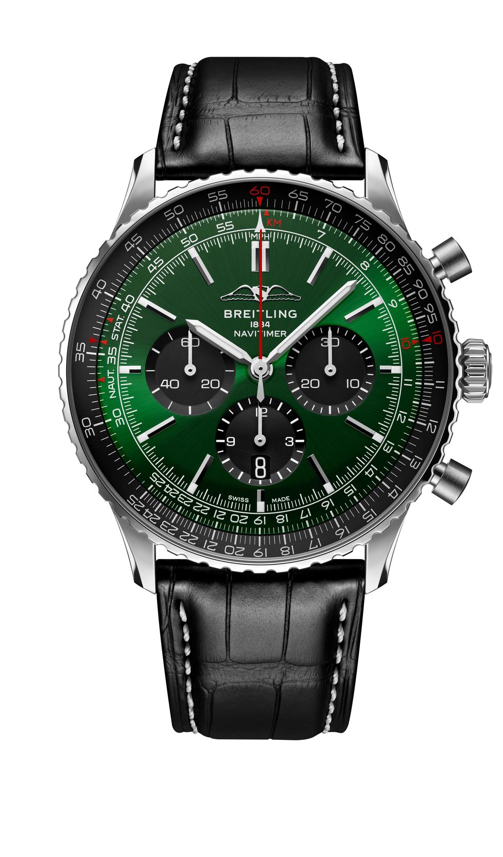 breitling navitimer b01 chronograph 46dark green dial and black alligator leather strapref ab0137241l1p1rgb