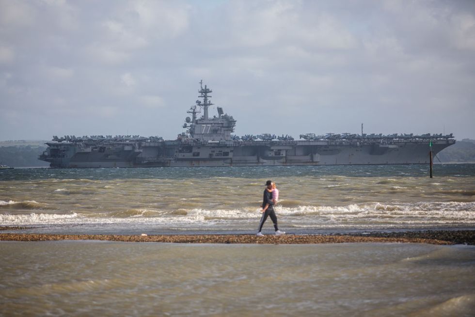 The USS George H W Bush Arrives In Portsmouth