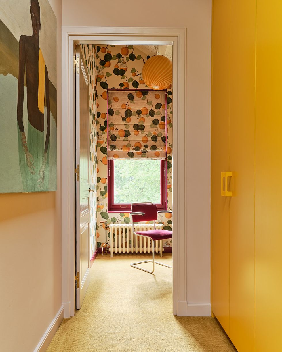 yellow hallway with study