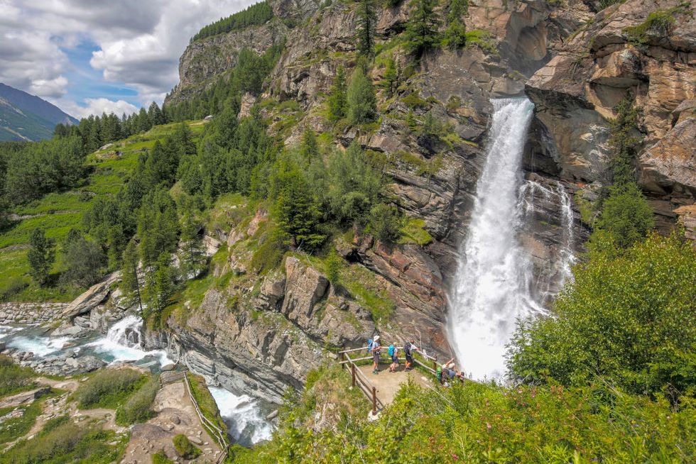 waterfall, gran paradiso national park, italy