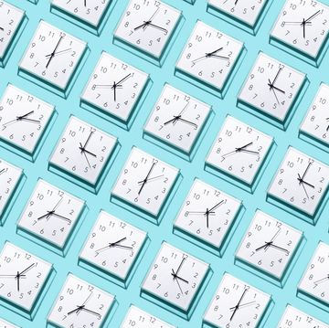 neatly arranged clocks