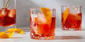 negroni cocktail with an orange peel garnish