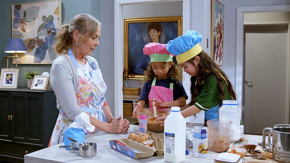 Jane Harris, Isla Tanaka-Brennan and Abigail Tanaka in Neighbours jane harris, isla tanaka brennan and abigail tanaka in neighbours