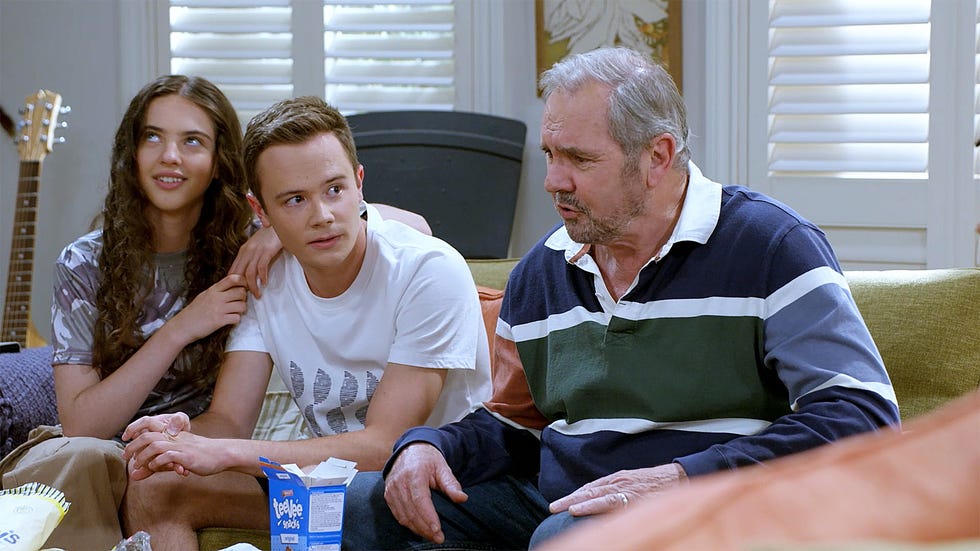 nell rebecchi, jj varga murphy and karl kennedy in neighbours