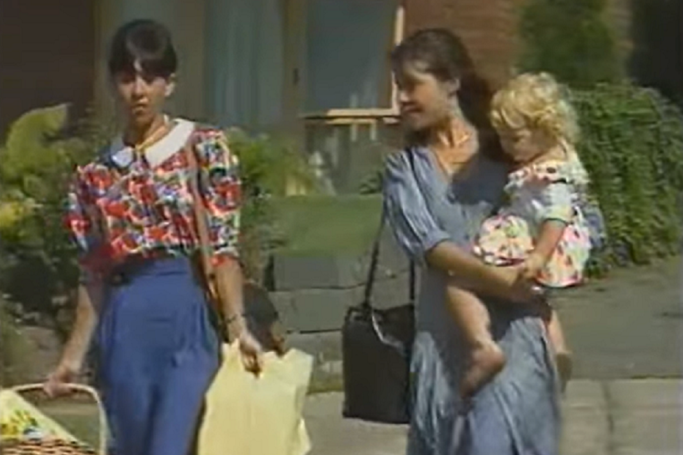 neighbours kerry carrying baby sky, 1989