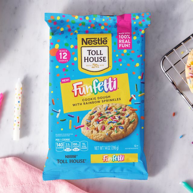nestle toll house funfetti cookie dough with rainbow sprinkles