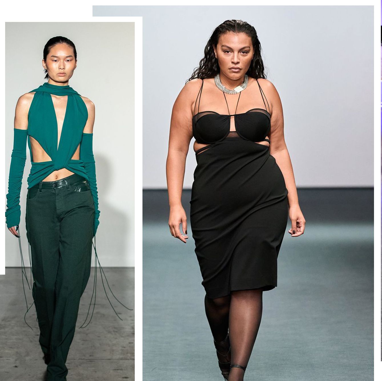a collage of models on a runway in a roundup of new designers to know 2022