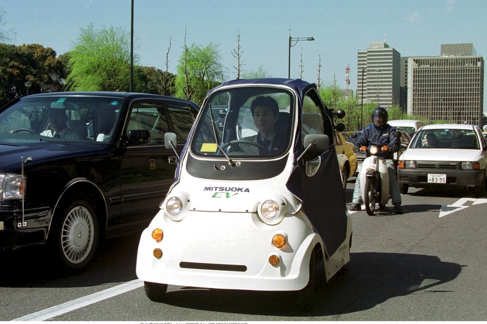 new electric car in tokyo, japan on april 08, 1999