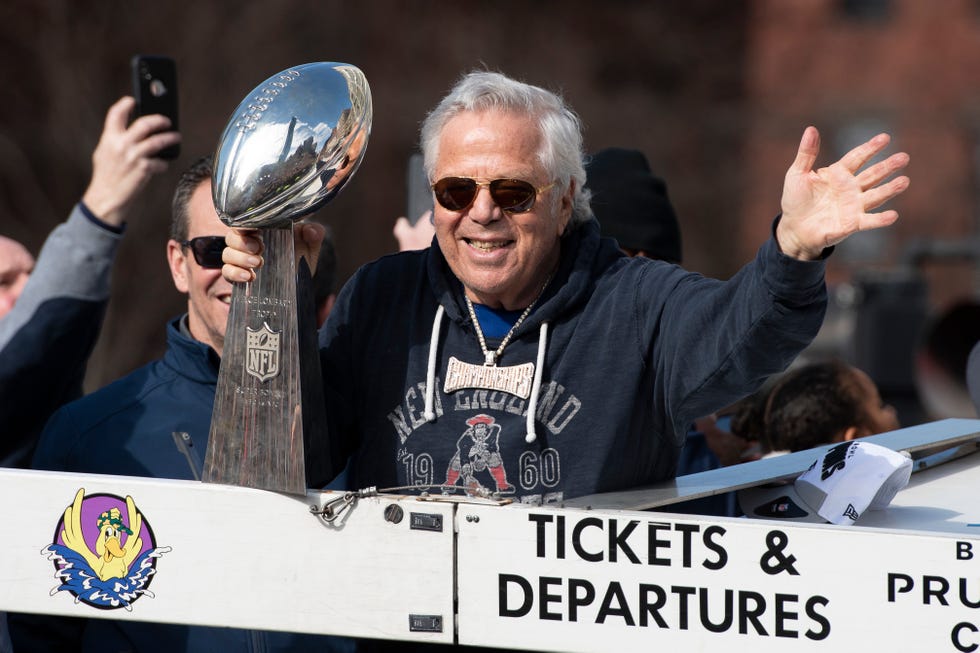 Chairman and CEO of the Kraft Group Robert Kraft and MISS USA 2014