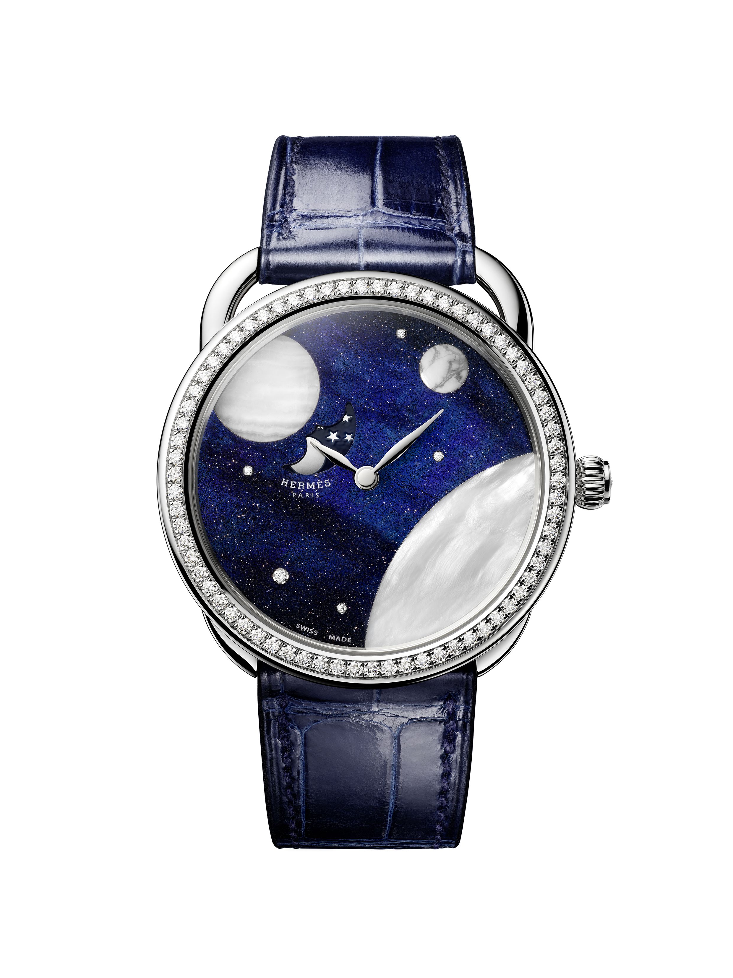 Louis Vuitton Tambour Moon Dual Time 35mm, Navy, One Size