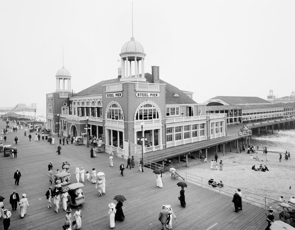 Atlantic City Board Walk Promenade March Drawing by Vintage