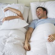 usa, new jersey, jersey city, couple in bed, man snoring