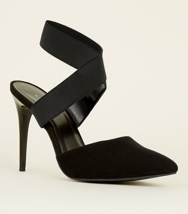 Wide Fit Black Suedette 2 Part Block Heel Court Shoes | New Look