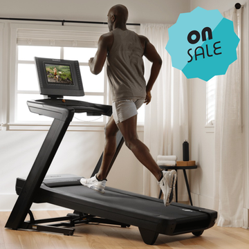 man running on nordictrack commercial series 1750 treadmill, on sale