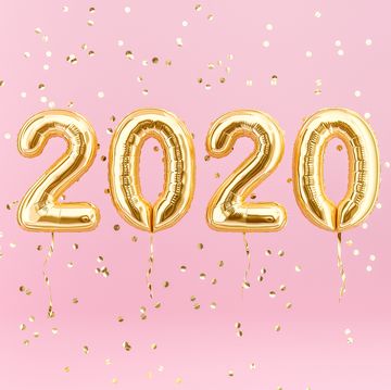 New year 2020 celebration. Gold foil balloons numeral 2020