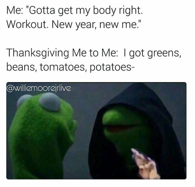 evil kermit thanksgiving meme