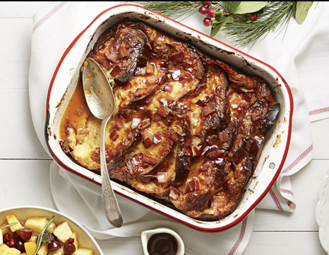 bacon french toast bake in a dish