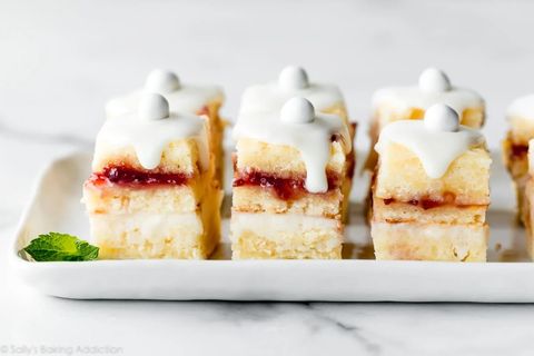 new years cakes lemon berry petit fours with white icing