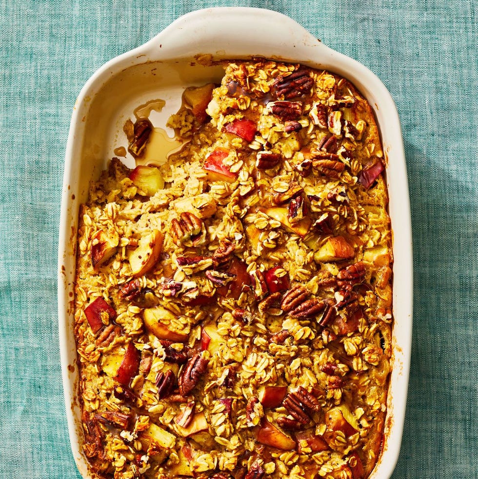 double apple baked oatmeal in a baking dish