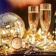 new year's eve holiday party, pocket watch, clock at midnight