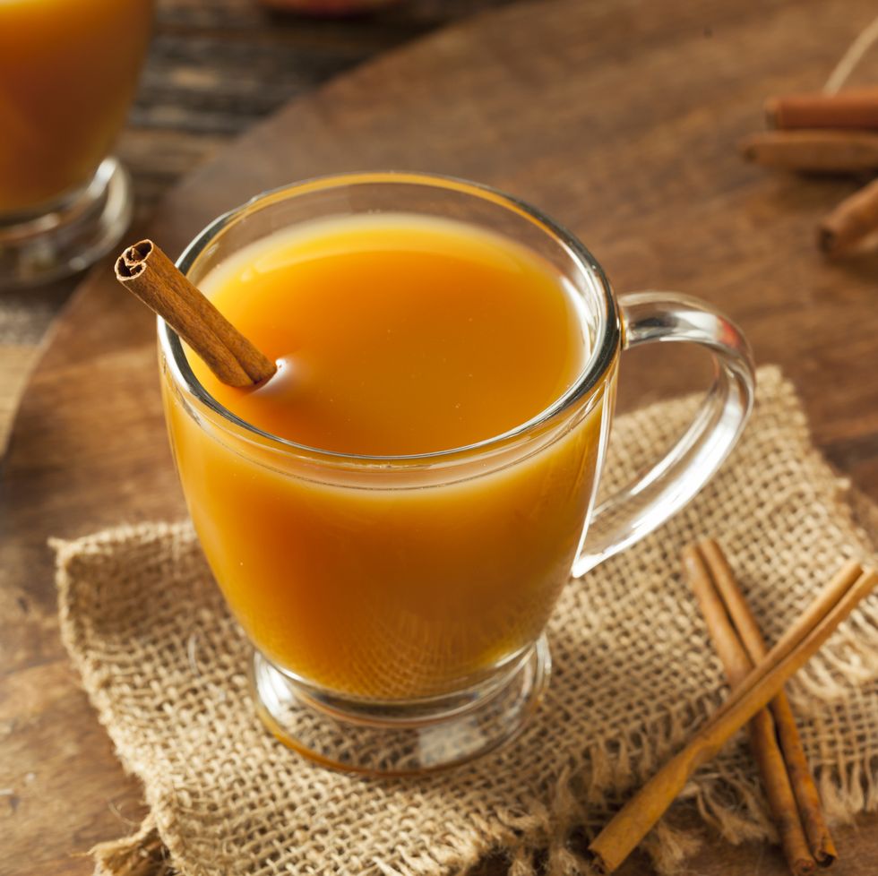 warm hot apple cider ready to drink in autumn
