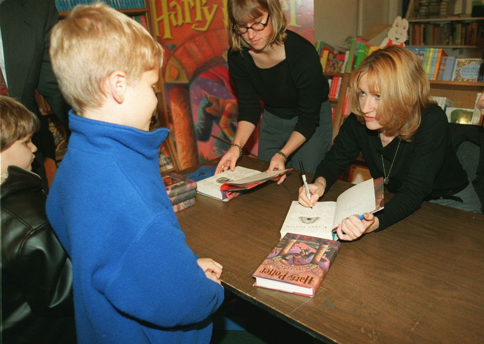 J.K. Rowling signing Harry Potter and the Sorcerer's Stone