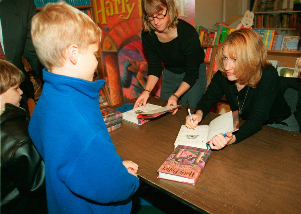 J.K. Rowling signing Harry Potter and the Sorcerer's Stone