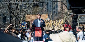 rapper mc jin speaks at aapi rally against hate in new york city