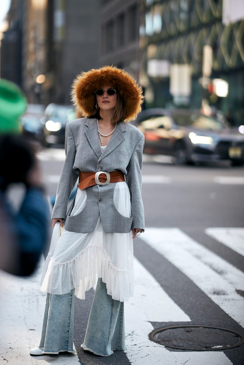 A touch of red is the hottest street style trend at New York Fashion Week