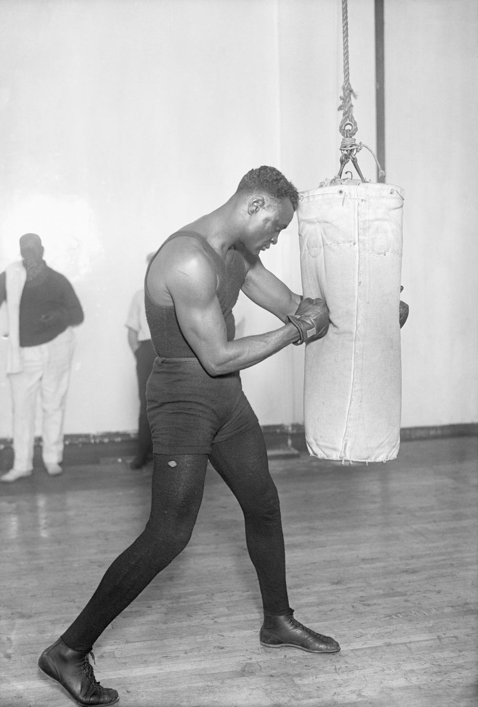 harry wills trains   hits punching bag