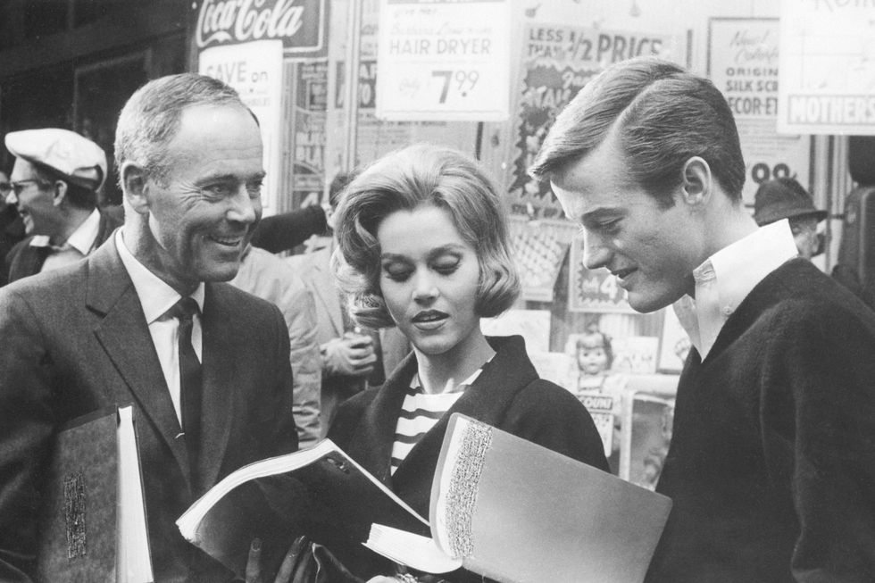 Henry, Jane and Peter Fonda Studying Scripts