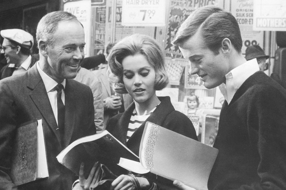 Henry, Jane and Peter Fonda Studying Scripts