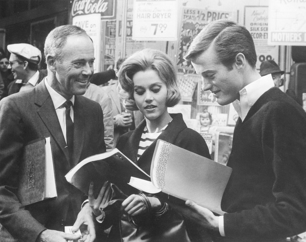 henry, jane and peter fonda studying scripts