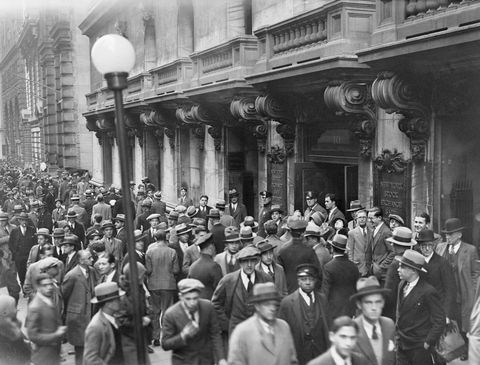 Crowded Street In Front/Stock Exchange