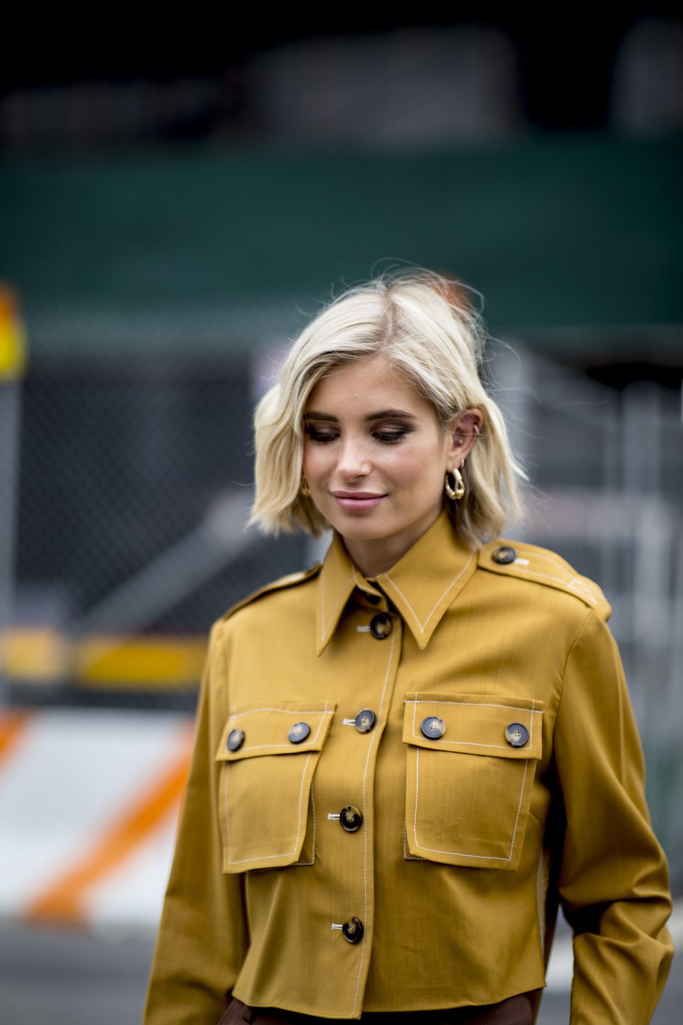Hair, Blond, Yellow, Street fashion, Beauty, Fashion, Hairstyle, Outerwear, Coat, Trench coat, 