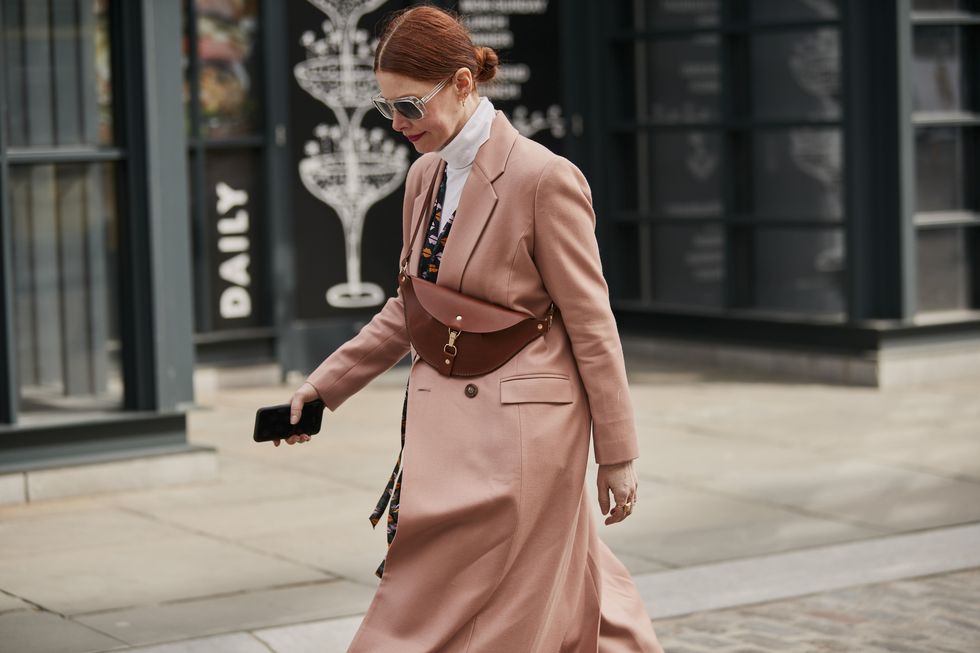 Street fashion, Clothing, Fashion, Trench coat, Outerwear, Snapshot, Suit, Pink, Coat, Dress, 