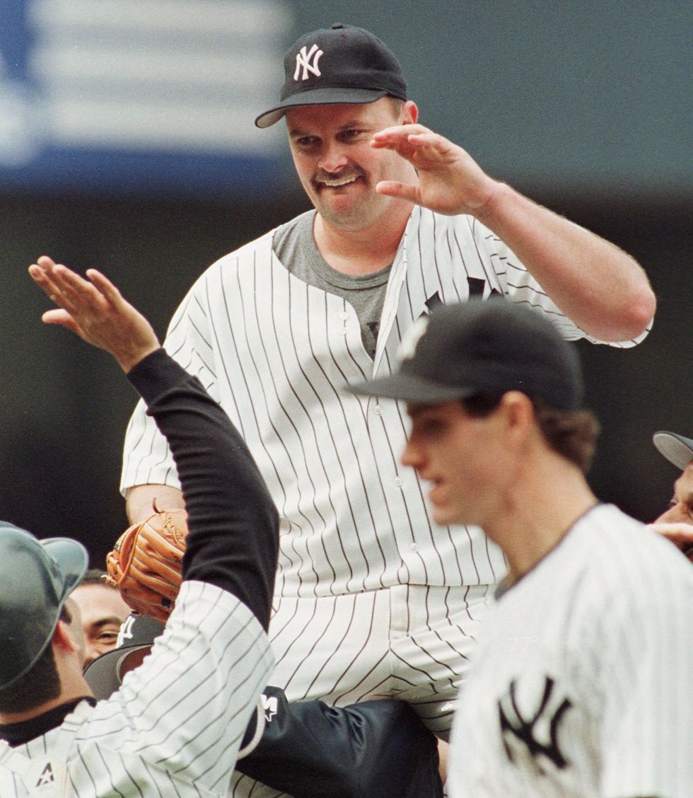 new york yankees pitcher david wells is carried of