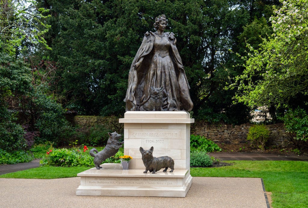 A New Statue of Queen Elizabeth II Complete With Corgis Is Unveiled