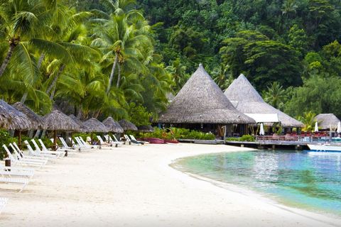 beach at the intercontinental resort, matira, bora bora island, french polynesia