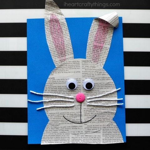 newspaper bunny card diy easter cards