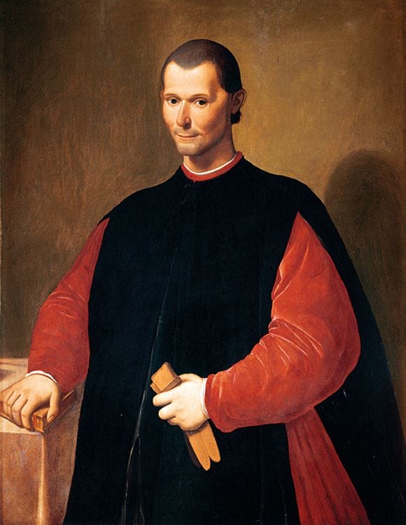 Een portret van NiccolMachiavelli geschilderd in de 16deeeuw door Santi Di Tito Palazzo Vecchio Florence
