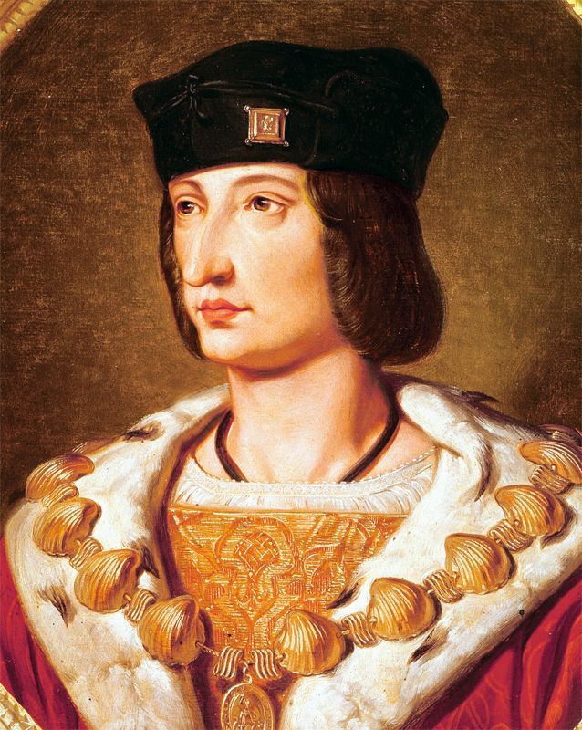 Karel VIII Koning van Frankrijk van 1483 tot 1498 is hier afgebeeld met de schelpenketting van de orde van SintMichal Kasteel van Versailles