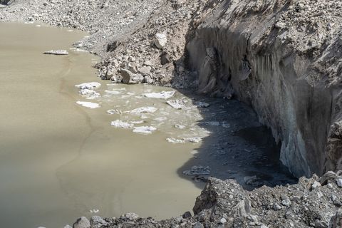 ngozumpa glacier in solu khumbu district of nepal has retreated and eroded