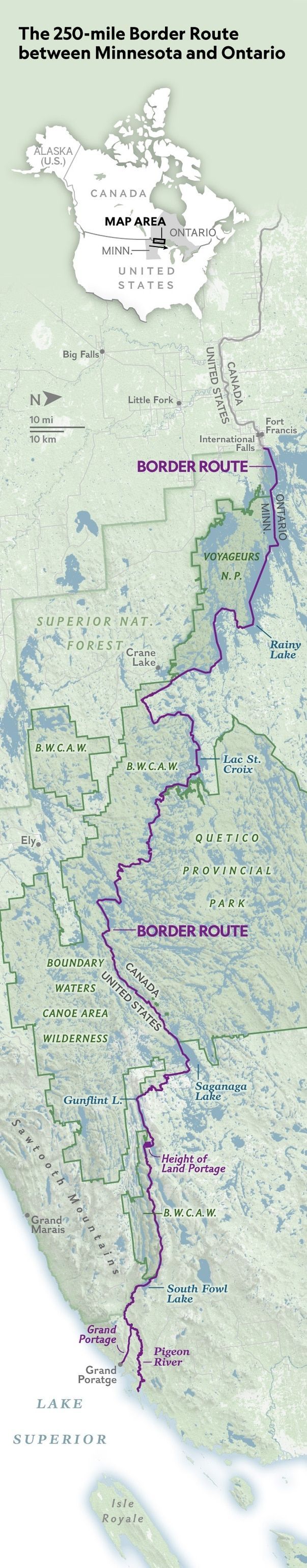 De vierhonderd kilometer lange Border Route door Minnesota en Ontario