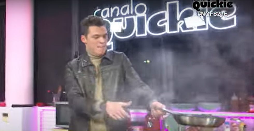 gonzalo vazquez quema aceite en la cocina de 'ni que fueramos'