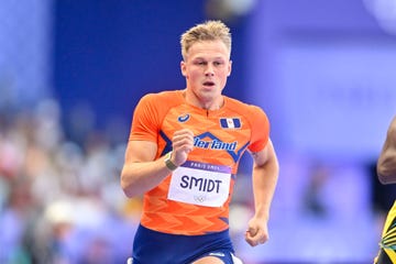 paris, france august 5 nick smidt of the netherlands competing in the mens 400m hurdles during day 10 of athletics olympic games paris 2024 at stade de france on august 5, 2024 in paris, france photo by andy astfalckbsr agencygetty images