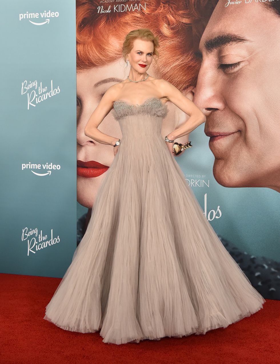 los angeles, california   december 06 nicole kidman attends the los angeles premiere of amazon studios being the ricardos at academy museum of motion pictures on december 06, 2021 in los angeles, california photo by axellebauer griffinfilmmagic